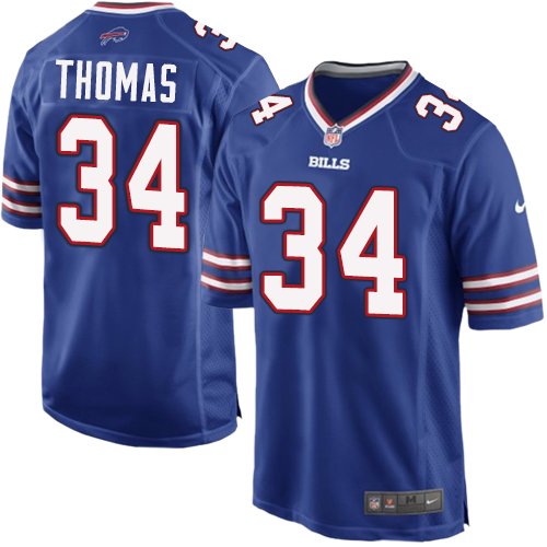 Men's Game Thurman Thomas Nike Jersey Royal Blue Home - #34 NFL Buffalo Bills